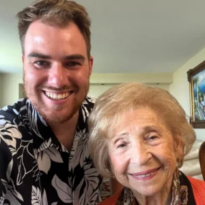 Jiri Kluc and Holocaust survivor Rosalie Simon in New York in August 2025