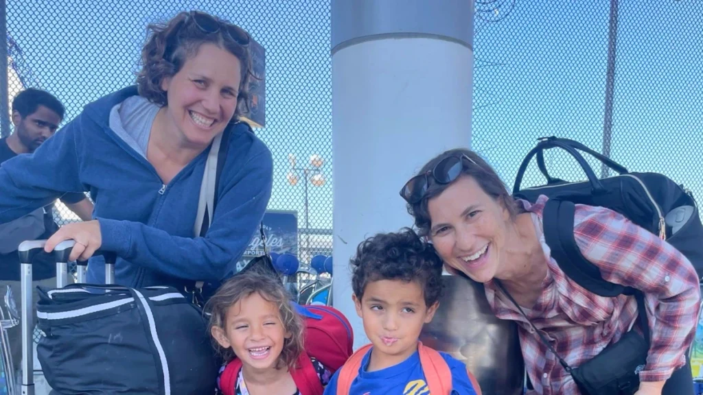 Daniela Gerson and Talia Inlender traveled with their children to Zamosc Poland