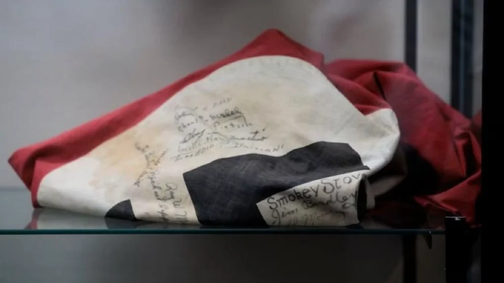 A Nazi flag from Nurenberg during the dedication ceremony.