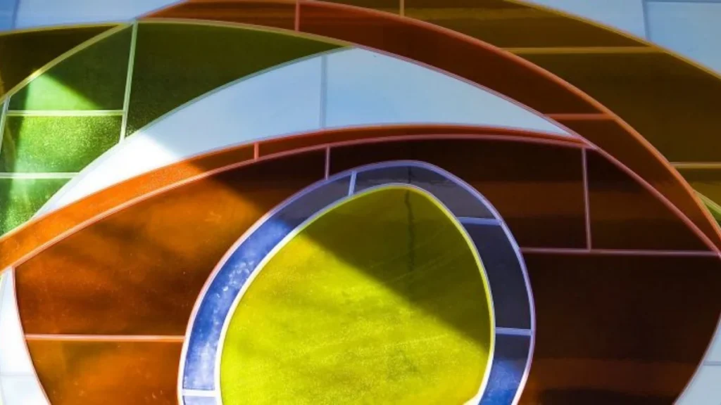 Detail from stained-glass work by Quebec artist Marcelle Ferron