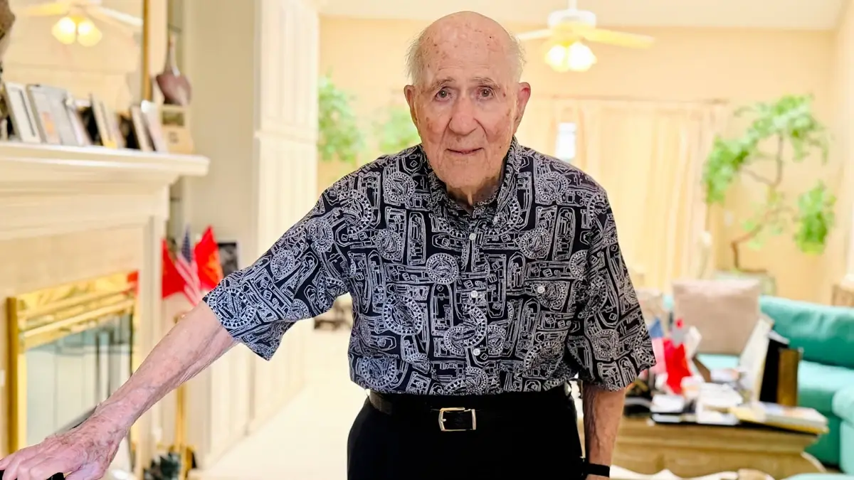WWII veteran Hilbert Hibby Margol, 102, a Dachau concentration camp liberator, at his home in Atlanta